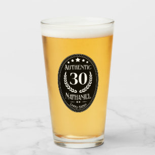 Custom Vintage Black Authentic 30th Birthday Glass