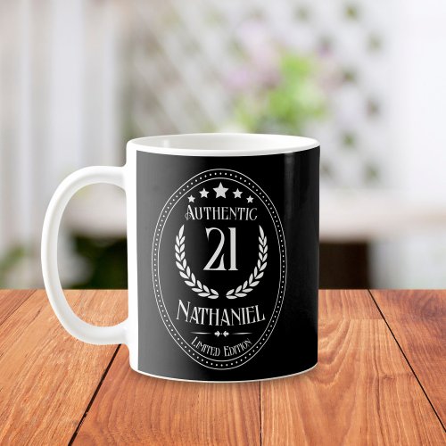 Custom Vintage Black Limited Edition 21st Birthday Coffee Mug