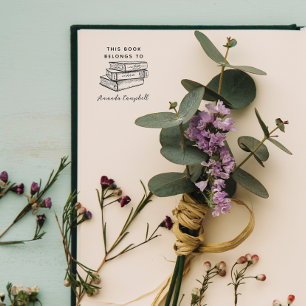 Custom Vintage Book From The library Of Rubber Stamp