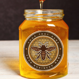 Custom vintage brown Honey Jar Bee Label
