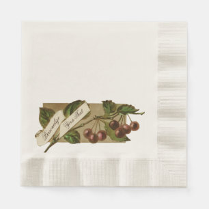 Custom Vintage Cherries Retro Fruit Old School Napkins