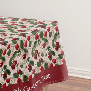 Custom Vintage Cherry Blossom Pink Personalize Tablecloth