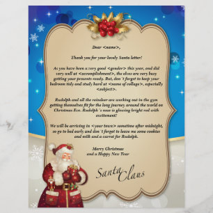 Custom vintage Christmas blue letter from Santa…