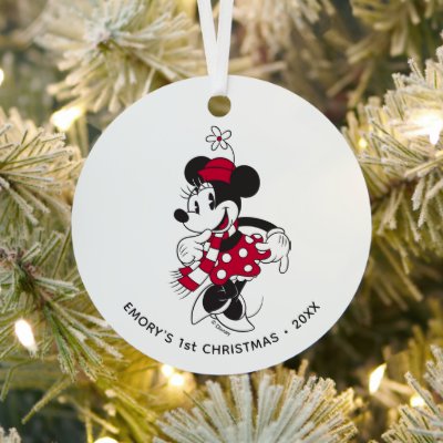 Custom Vintage Christmas Minnie Mouse Metal Ornament