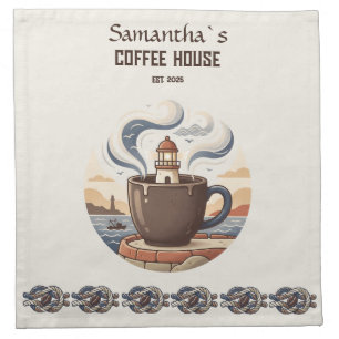 Custom Vintage Coastal Cafe Merch Cloth Napkin