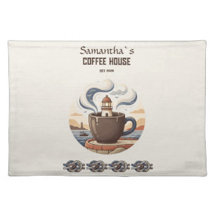Custom Vintage Coastal Cafe Merch Cloth Placemat