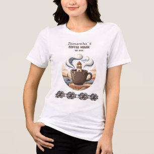 Custom Vintage Coastal Cafe Merch Tri-Blend Shirt