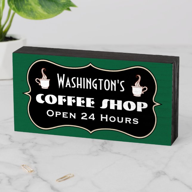 Custom Vintage Coffee Shop Kitchen Sign (In Situ Horizontal)