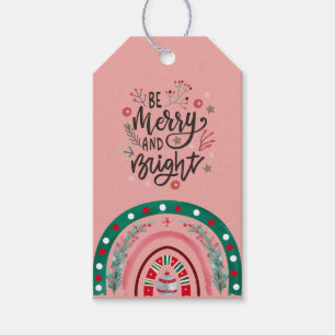 Custom Vintage Colorful Retro Christmas Rainbow Gift Tags