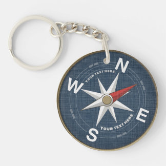 Custom Vintage Compass Rose Nautical Acrylic Keychain