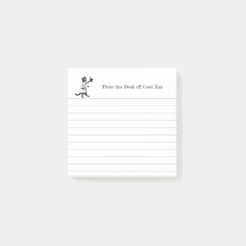 Custom Vintage Cool Top Hat Cat Lined Sticky Post_it Notes