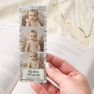Custom Vintage Country Baby Photo Collage Name Bookmarks