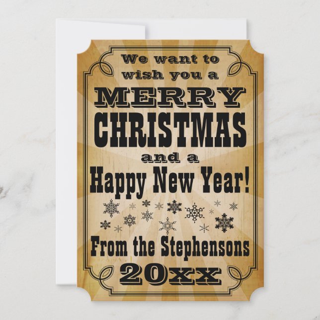 Custom Vintage Country Christmas Greeting Card (Front)