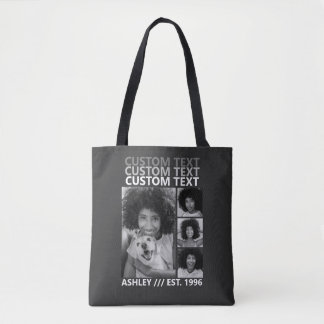 Custom Vintage Create Your Own 4 Photo Collage Tote Bag