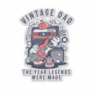 Custom Vintage Dad Legend Year Retro Cassette Sticker