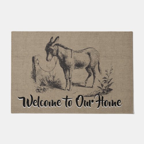 Custom Vintage Donkey _ Country Farm and Pets Doormat