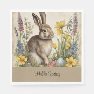 Custom Vintage Easter Bunny Egg Floral Napkins