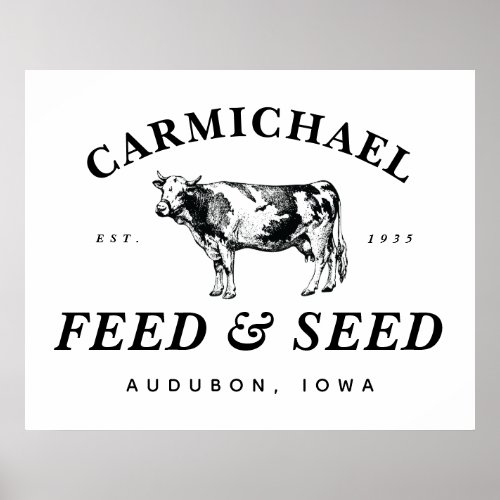Custom Vintage Farmhouse Style Feed  Seed Poster