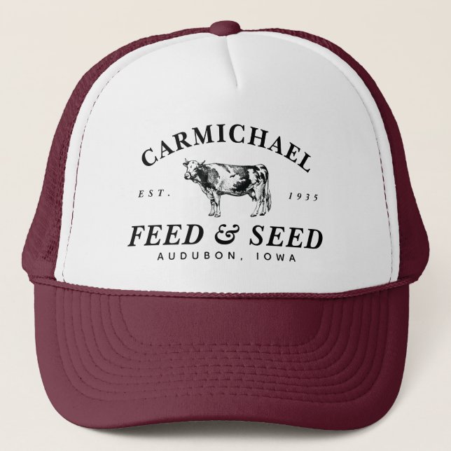 Custom Vintage Farmhouse Style Feed Trucker Hat (Front)