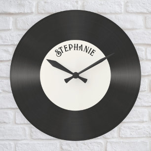 Custom Vintage Faux Vinyl Record Music Large Clock