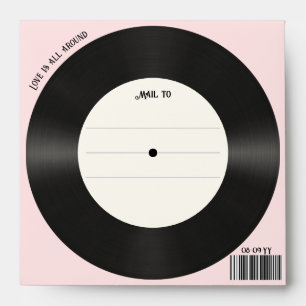 Custom Vintage Faux Vinyl Record Photo Wedding  Envelope