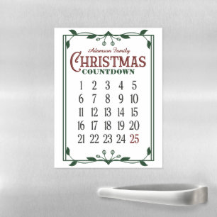 Custom Vintage Festive Family Christmas Countdown Magnetic Dry Erase Sheet