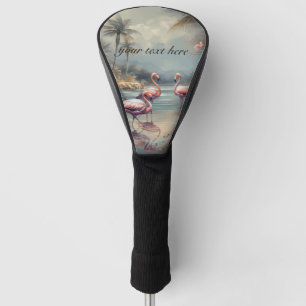 Custom Vintage Flamingo Tropical Lagoon Art Golf Head Cover
