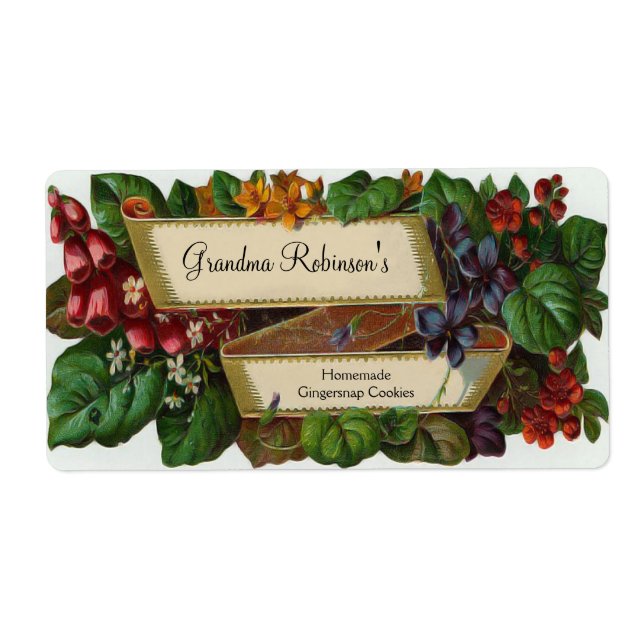 Custom Vintage Floral Canning Jar, Craft Label (Front)