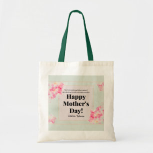 Custom Vintage Floral Cute Pink Green Mothers Day Tote Bag