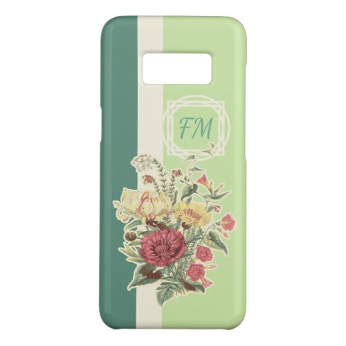 Custom Vintage Floral Motif On Striped Pattern Case_Mate Samsung Galaxy S8 Case