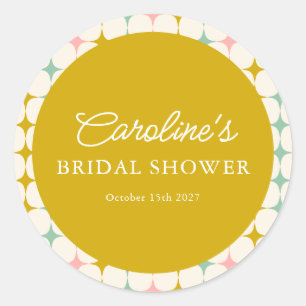 Custom Vintage Geometric Pastel Bridal Shower Classic Round Sticker