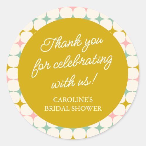 Custom Vintage Geometric Pastel Thank You Classic Round Sticker