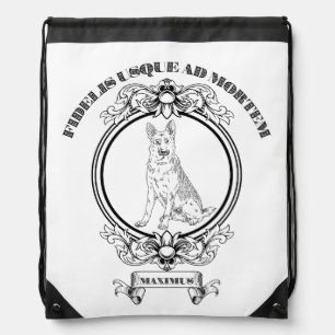 Custom Vintage German Shepherd Crest - Dark Academ Drawstring Bag