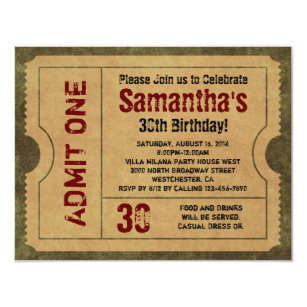 admit one ticket invitations zazzle