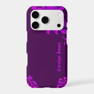 Custom Vintage Gothic Rose Engraving iPhone 17 Pro Case
