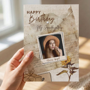 Custom Vintage Granddaughter Photo Birthday Card