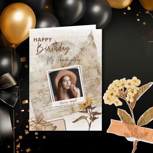 Custom Vintage Granddaughter Photo Birthday Card