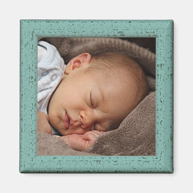 Custom Vintage Green Faux Wood Frame Magnet (Front)