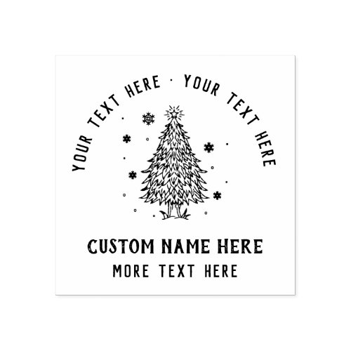 Custom Vintage Hand_drawn Snow Christmas Tree Rubber Stamp