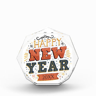 Custom Vintage Happy New Year Eve Design Unique Acrylic Award