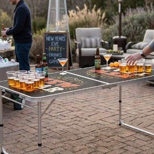 Custom Vintage Happy New Year Eve Design Unique Beer Pong Table