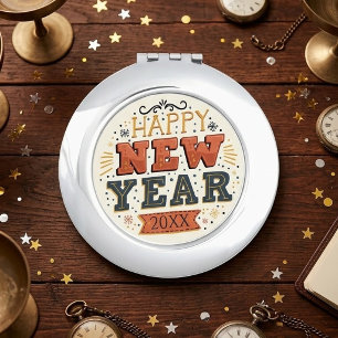 Custom Vintage Happy New Year Eve Design Unique Compact Mirror