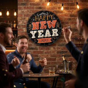 Custom Vintage Happy New Year Eve Design Unique Dart Board