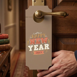 Custom Vintage Happy New Year Eve Design Unique Door Hanger