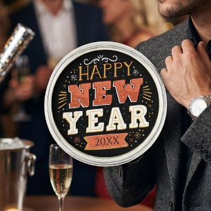 Custom Vintage Happy New Year Eve Design Unique Lapel Pin