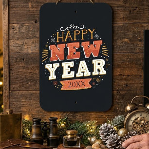 Custom Vintage Happy New Year Eve Design Unique Metal Sign