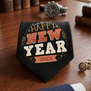 Custom Vintage Happy New Year Eve Design Unique Neck Tie