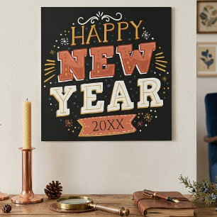 Custom Vintage Happy New Year Eve Design Unique Peel And Stick Photo Tile