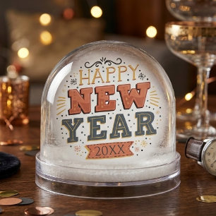Custom Vintage Happy New Year Eve Design Unique Snow Globe