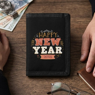 Custom Vintage Happy New Year Eve Design Unique Tri-fold Wallet